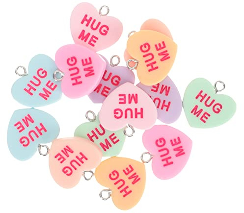 IWOWHERO 14stücke Herzanhänger Aus Eisen Und Harz Für Schmuckherstellung Valentinstag-geschenke Diy-kunsthandwerk Armbänder Halsketten Schlüsselanhänger