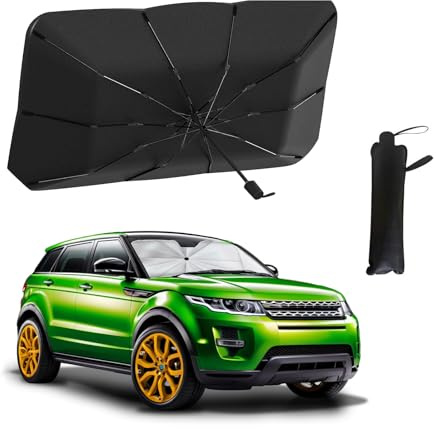 Parasole Auto Interno Pieghevole per Parabrezza, Design Ombrello con Rivestimento UV e Isolamento Termico, Protezione Solare per Auto e SUV, Salvaspazio Richiudibile (140×80 cm)