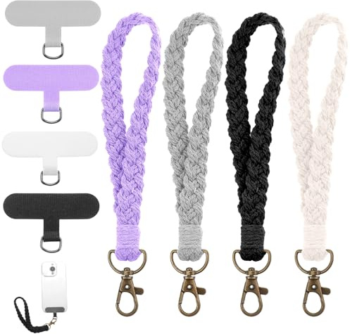 Nogeqi 4 Stück Handy Kette Kurz, Handy Band Universal Handykette Kurz Handgelenk Handys Handschlaufe Schlüsselband Phone Strap Diebstahlschutz für Kameras Schlüssel Reise Outdoor Männer und Frauen