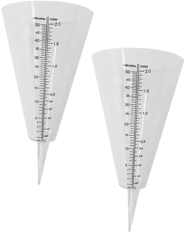 Mikikit 2 pièces Pluviomètre Plastique avec Échelle Facile à Lire Collecteur de Pluie pour Jardin et Extérieur Installation Simple Au Sol Support Usage Agricole et Météorologique