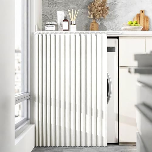 Cortinas Plegables Personalizables para armarios de Cocina, Ideales para armarios sin Puerta-White- W60cmxH100cm