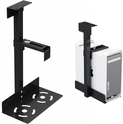 PC Halterung Unter Schreibtisch, Computer Aufhängung Halter für Untertisch aus Vollstahl, Höhenverstellbar 300-500mm, 25 kg Tragkraft, Untertisch-PC-Halterung für die meisten Computergehäuse