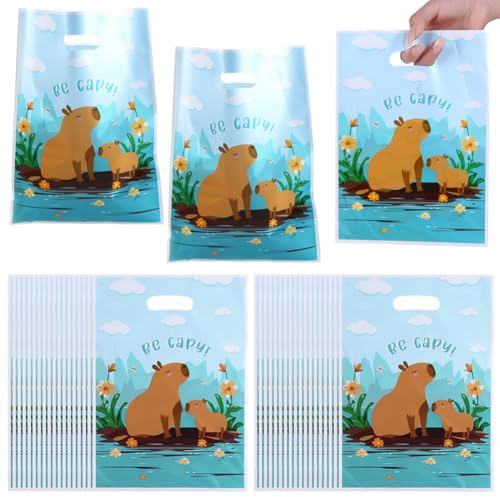 MEZHEN Geschenktüten Capybara Partytüten Kindergeburtstag Candy Tüten Capybara Geburtstage Deko Geschenktüte Mitgebsel Tüten Babyparty Herbst Sommer Party Dekoration 50 Stück