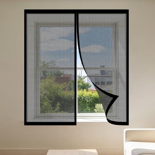 Zanzariera Magnetica 130 x 110 cm Varie Taglie Regolabile Zanzariere Magnetica Senza Forare O Avvitare per Tutti Terrazza Porte e Finestre, Nero