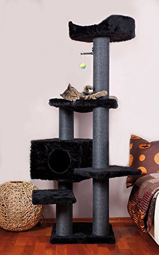CLEVERCAT Kratzbaum Black Panther. Top standsicheres Modell in Top stylischen Design. Für die Moderne, Junge Wohnung und den verwöhnten Stubentiger. Made in Germany 633.10