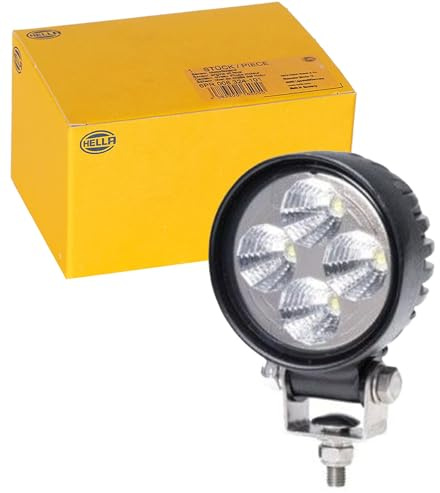 HELLA VALUEFIT 1G0 357 000-011 LED-Arbeitsscheinwerfer - R600-12/24V - rund - 500lm - geschraubt/Anbau - schwenkbarer Montagebügel - Nahfeldausleuchtung - Kabel: 2000mm - Stecker: offene Kabelenden
