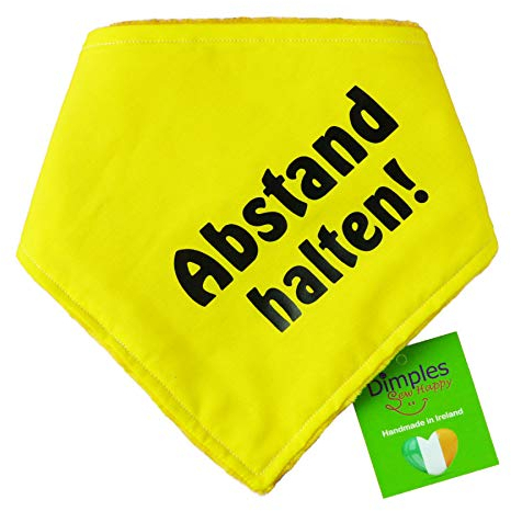 Dimples Hundehalstuch Gelb - Abstand Halten - Bitte Hund Nicht anfassen -Warn Halstuch für kleine mittlere und Grosse Hunde, die nervös, ängstlich, läufig, bissig oder in Ausbildung sind 30cm