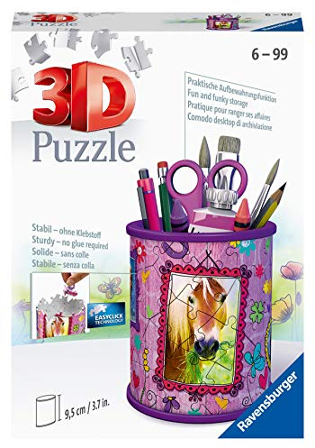 Ravensburger 3D Puzzle 11175 - Utensilo Pferde - 54 Teile - Stiftehalter für Tier-Fans ab 6 Jahren, Schreibtisch-Organizer für Kinder, Pferde Geschenk für Mädchen & Jungen - Geburtstagsgeschenke