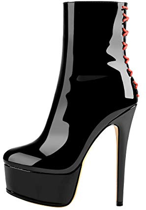 Only maker Damen Knöchel Stiefel Plateau Stiefeletten Reißverschluss Stiletto