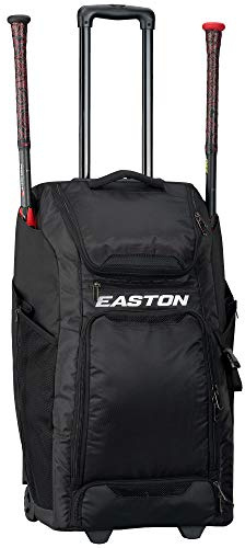Easton Catcher's Schläger und Ausrüstung Tasche 2021 schwarz - Unisex weiß - Jen Schro Female Inspired, Heavy Duty Back Panel, Bottom Rugged Skate Wheels Teleskop Griff belüftet