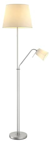 Lindby Lampadaire Tissu Nantwin (Moderne) en Blanc Textile e. a. pour Salon & Salle à manger (1 lampe,à E27), Sur Pied, Lampe a de Sol