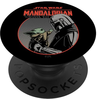 PopSockets Star Wars The Mandalorian Mando and the Child Retro PopSockets PopGrip: Swappable Grip for Phones & Tablets