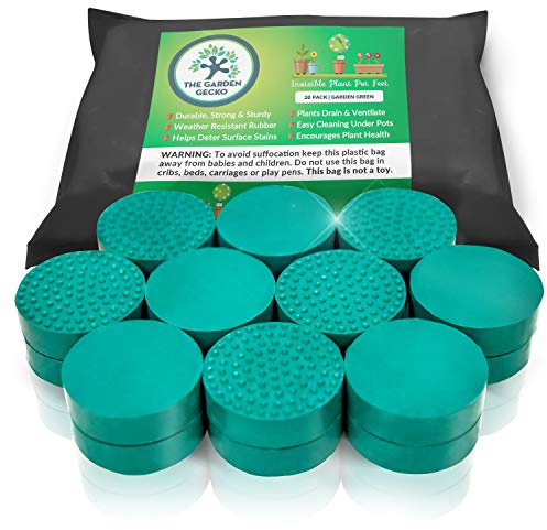 The Garden Gecko Garden Green Plant Pot Feet, Outdoor Pot Feet, 20 Pack | green EPDM rubber pot risers, drainage airflow, pot lifters for patios, decking, balconies and garden planters