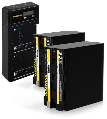 PATONA Set - Dual LCD Ladegerät USB-C mit 2X NP-F970 Akku, 6600mAh | Kompatibel mit Akkus der Sony NP-F-Serie F960 F950 F930 F750 F550, Camcorder, LED-Videoleuchten, Monitore & Field-Recorder