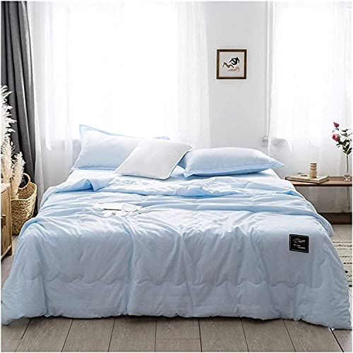 JSY Colcha de verano de sección delgada de color sólido, colcha de cama doble, colcha de verano, sección delgada, duerme cómodamente colcha de patchwork (color: azul claro, tamaño: 150 x 200 cm)