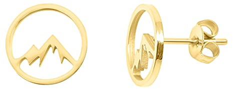 Nuoli® Berg Ohrringe Damen (Durchmesser: 10mm) Ohrstecker für Frauen & Mädchen, aus Edelstahl, in Silber und Rosegold
