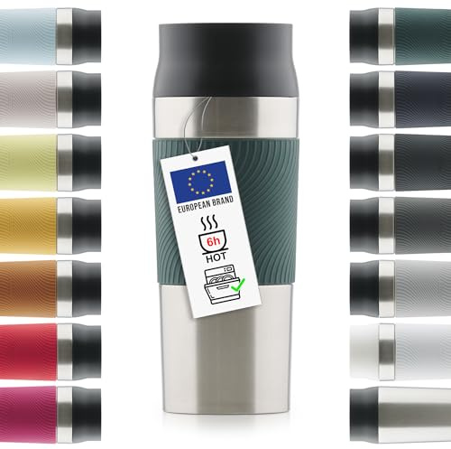 Blumtal Termomugg 500 ml - Kaffemugg to go i rostfritt stål - läckagesäker isolerad Mugg kall/varm - Mugg med 360° dricksöppning - Termomugg + snabbförslutning - Kaffemugg - Mörkgrön
