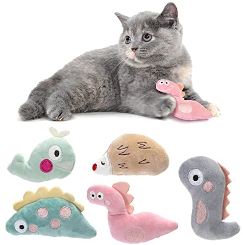 Nobleza - Lot de 5 Jouets en Peluche à l'herbe à Chat pour Chats, Jeu Interactif pour Réduire Le Stress, Stimuler l'Instinct Naturel et Favoriser la Santé Dentaire