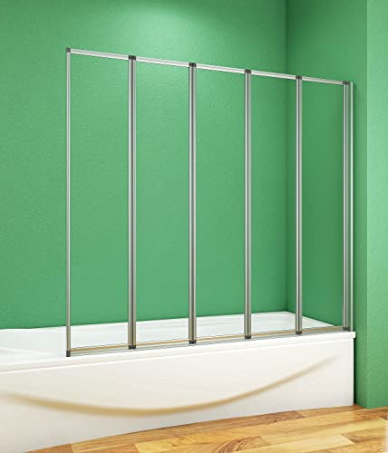 Aica Sanitär 120x140cm Badewannenaufsatz Badewannenfaltwand Duschwand Duschabtrennung 5-teilig