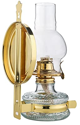 amanigo Wall-Mounted Oil Lamp with Glass Mirror Oil Lamp - Retro Nostalgia Kerosene Oil Lights for Kitchen Indoor Use
