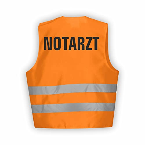 Fassbender-Druck WARNWESTEN - Sicherheitsweste GELB Warnweste nach EN ISO 20471 zertifiziert - Warn Weste NOTARZT - Unisex mit hochwertigem Reflektorstreifen