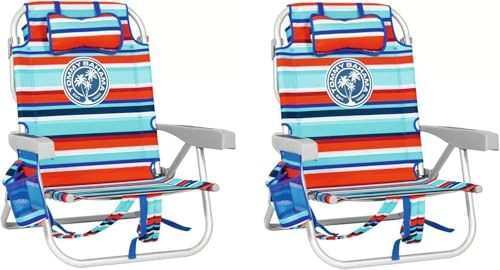 Tommy Bahama Rucksack Strandkorb, 2 Stück, Aluminium (tropischer Sonnenuntergang) | Aluminium