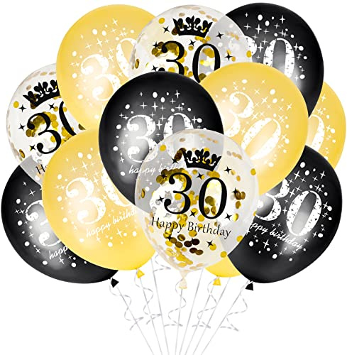 GoldRock 30 Geburtstag Deko Gold,15 Stück Luftballons 30.Geburtstag,Deko 30 Geburtstage Mann Frau, 30. Geburtstage Deko Set,Happy Birthday Ballon 30 Jahre für Party Dekoration,Geburtstagsparty Zubehör