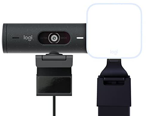 Logitech Litra Glow Luce LED Streaming Premium - Grafite Brio 500 Webcam Full HD Correzione Luce, Auto-Framing, Funziona con Microsoft Teams, Google Meet, Zoom - PC / Mac - Grafite