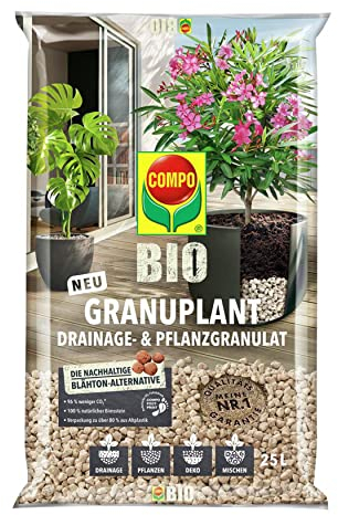 COMPO BIO GRANUPLANT® Drainage- und Pflanzgranulat – 100% natürlicher Bimsstein – nachhaltige Alternative zu Blähton 25L