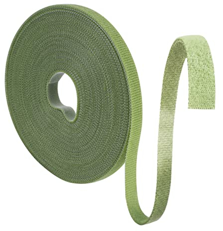 10m Pflanzenbinder Klettband, 10mm Pflanzenband Klettverschluss Selbstklebend Plant Ties Witterungsbeständig Kabelbinder Wiederverschließbar Kletterhilfe für Pflanzen(Grasgrün)