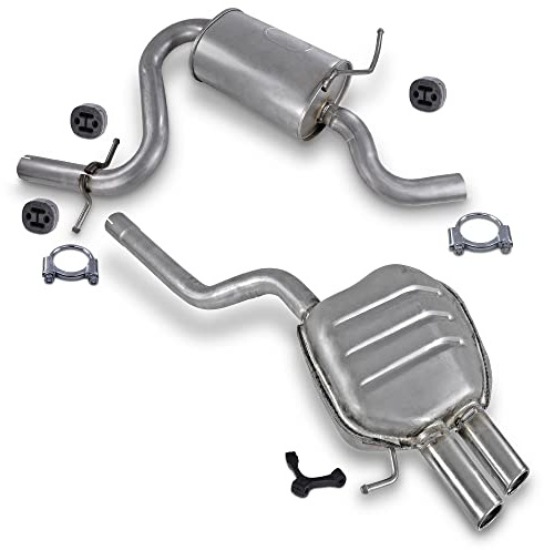 BESTPRICE ATP Auspuff Schalldämpfer Set 1x Mittelschalldämpfer, 1x | Kompatibel mit: SKODA OCTAVIA II, OCTAVIA II Combi, VW GOLF V Variant, JETTA III