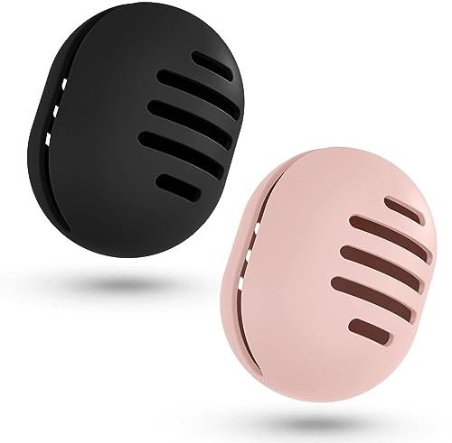 Fauxomor Make-up-Schwammhalter - 2 Stück Atmungsaktiv Silikon Beauty Blender Reisetasche für Alle Größen von Make-up-Schwamm, Bruchsicher Tragbar Kosmetik Werkzeug, Schwarz+Rosa