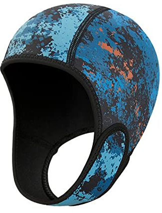 rockible 2mm Neoprene Wetsuit Hood, Diving Hood with Chin Strap Swimming Hat Surfing Cap, for Men, Women, Underwater, Snorkeling, Rafting, Winter, Dark Blue
