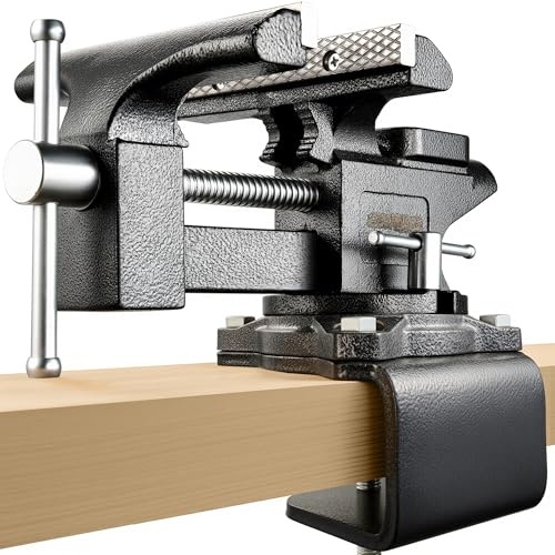 Bench Vise 6, Vice for Workbench with Heavy Duty Forged Steel Construction, Built-in Pipe Jaw and Swivel Base, Table Vise for Woodworking, Home Workshop Use and DIY Job