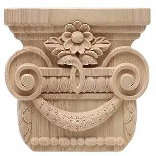 Wandornamente Holz Applique Möbel Holzschnitzerei Applikationen Vintage Dekor Schranktür Massive Abziehbilder Blumenmuster Geschnitzte Hölzerne Römische Säule Zt1-24-24