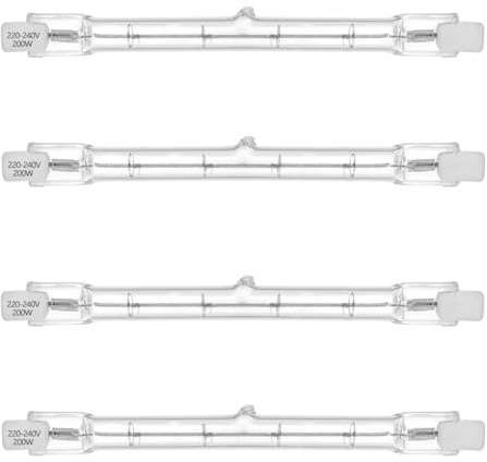 VINBE 200W Halogen R7S 118mm Dimmable 3100lm (4 Pack) J Type Linear Double Ended Floodlight Bulb 230V for Work, Security, Landscape Lights, Floor Lamps, Warm White 2700K
