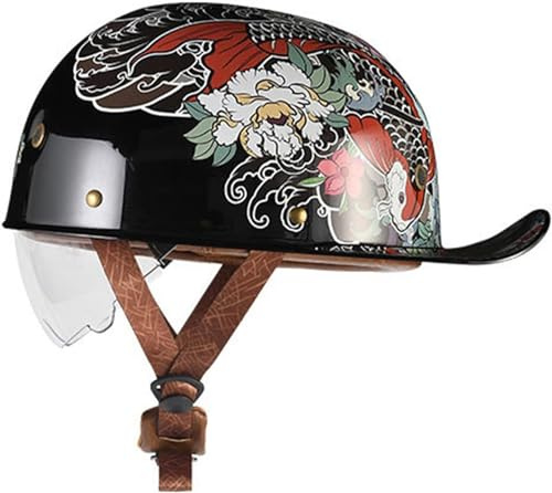 YMKJGZS Vintage Motorcycle Half Helmet Fashion Baseball Cap Half Shell Helmet,DOT Approved Cruiser Chopper Scooter Helmet for Men Motorcycle Half Helmet Women Moped Helmet (3,M)