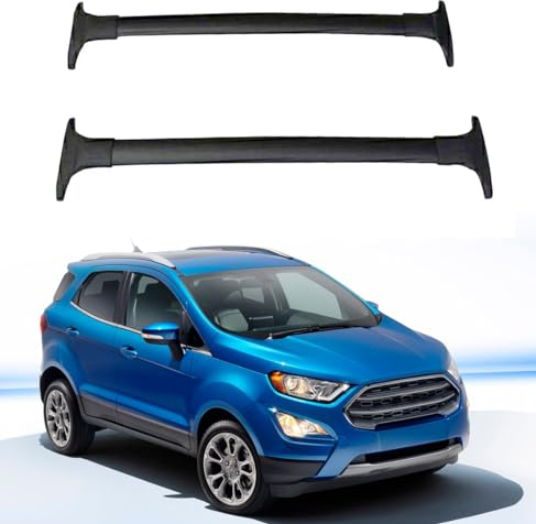 Barres De Toit pour Ford Ecosport 2013 2014 2015 2016 2018 2019 2017 2020, Voiture Porte Bagages Aluminium Galerie Toit, Paire dédiées antivol Barres Noires,Black