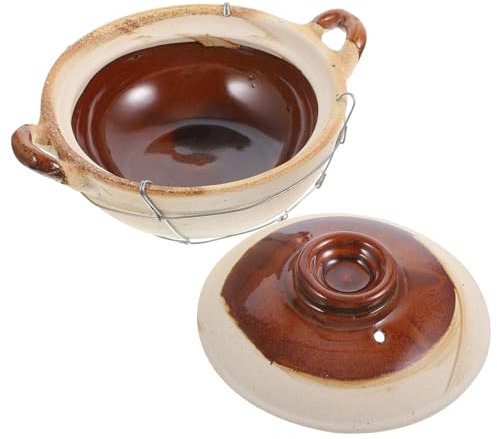 Zerodeko Single Handle Casserole Pottery Clay Casserole for Home Cooking for Stewing Pot and Kitchen Cookware Use Stove Top Friendly Random Style