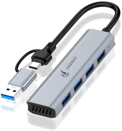 USB C Hub, 4-in-2 USB Multiport Adapter, Aluminum Type C Splitter, Compact USB Hub OTG Supported for MacBook, iPhone 15, Galaxy, Surface Go, XPS, iPad etc (1)