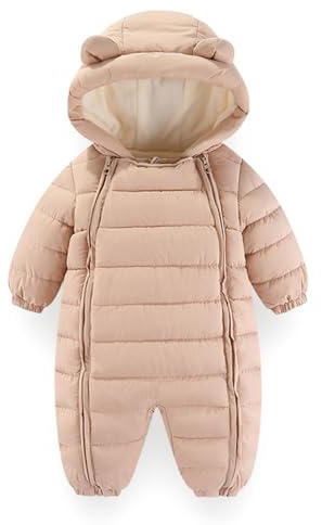 Baby vinteroverall, vinter med huva, sparkdräkt, pojkar, flickor, spädbarn, snö, bära, tjock overall, ljusrosa, 18–24 månader