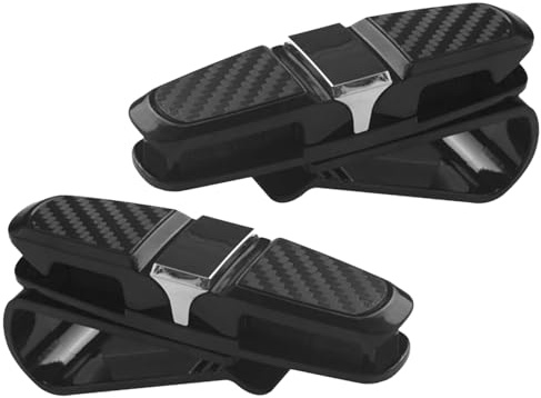 2Pcs Sunglasses Holder for Car - Durable Car Glasses Holder Clips for Sun Visor, Universal Fit Eyeglasses Mount, Vehicle Interior Accessories for Cards, Tickets, and Sunglasses - Black