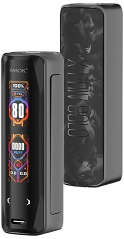 SMOK X-PRIV Solo Box Mod - [se necesitan baterías 1 x 18650 - vendidas por separado], 80w, conexión roscada 510, dl vaping, pantalla doble, sin nicotina (Negro Shell)