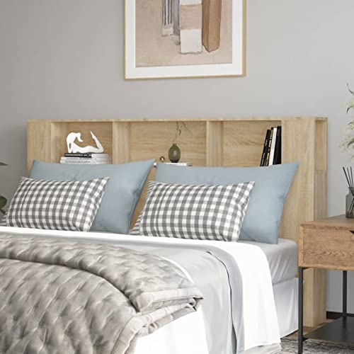 IKAYAA Testiera Letto Matrimoniale Legno Testiera Letto Legno 180 cm Testiera con Contenitore-Rovere sonoma-180x18,5x104,5 cm