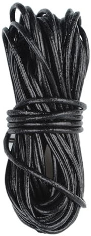 Cordino Rotondo in Cuoio Diametro 2 mm,Lungo 5 m Lacci Cuoio Cordoncino in Pelle Morbida,Cordino di Pelle Cordoncino di Cuoio per Abbigliamento,Artigianato o Decorazioni,Progetti Artistici-Nero