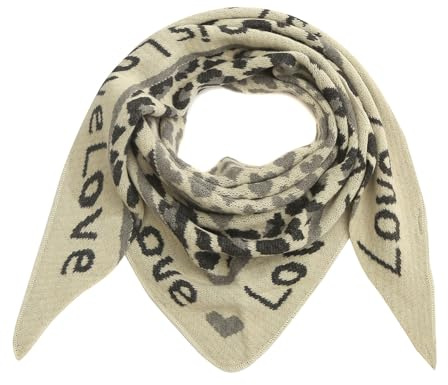 stylx Damen Schal XXL Dreieck mit Leopard Muster LEO 3FARBIG Warm Weich Strickschal Karo Winterschal Herbstschal Wolleschal Frauen Deckenschal Halstuch Scarf Poncho Cape