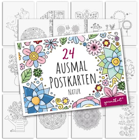 younikat Naturvykort att färglägga I A6 I 24-pack 300 g papper - dv1545