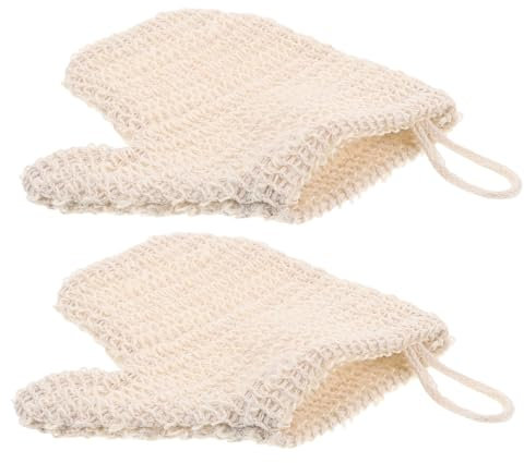 FRCOLOR 2stücke Badehandschuhe Für Peeling Und Dusche Wiederverwendbare Scheuerhandschuhe Aus Baumwolle Und Leinen Beidseitig Nutzbare Körperreinigungshandschuhe Für Damen Und Herren