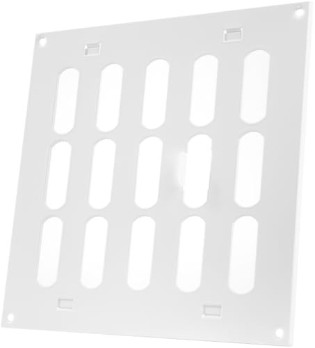 Vent Systems 200 x 200 mm Metall Lüftungsgitter - Rechteckig Weiß Abluftgitter - Rohr Verstellbar Abdeckung - Lueftungsgitter für Heizung/Kühlung Klimaanlage, Innen und Aussen - Wetterschutzgitter