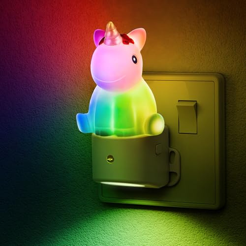 LOHAS-LED Night Light, 3D Cute Night Light Plug in Wall, Dusk to Dawn Sensor, RGB + Soft White 3000K, Nightlight for Hallway, Nursery, Bedroom